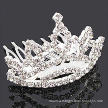 fashion metal silver plated crown shape crystal stone hair band